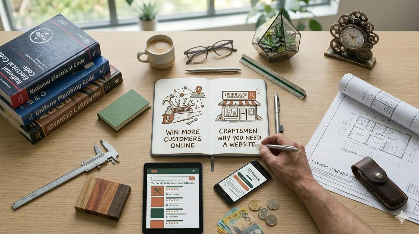 Handwerker-Website auf einem Tablet