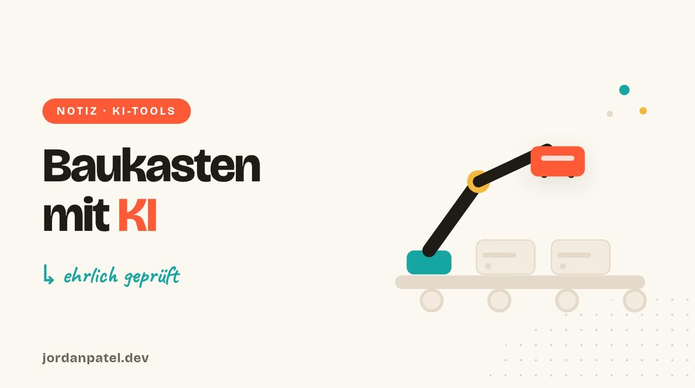 Illustration: Roboterarm setzt einen Baustein auf ein Fließband